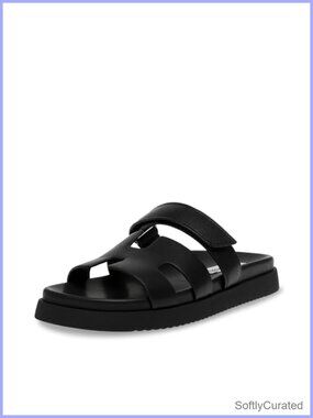 Steve Madden Mayven Wide Strap Slide Sandals Leather Comfortable Open Toe